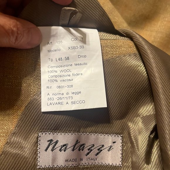 Beautiful Genuine Italian Men's Neutral Colored Sports Jacket - Brand New! - Picture 8 of 8